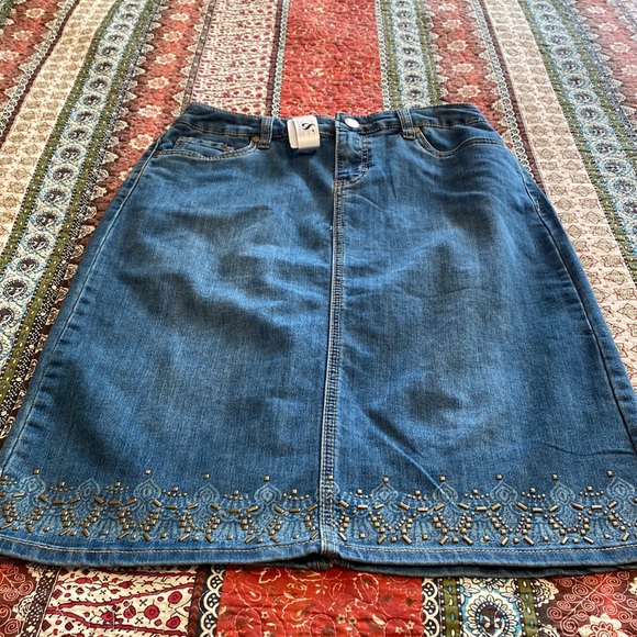 Christopher & Banks Dresses & Skirts - Denim skirt with gold bead work